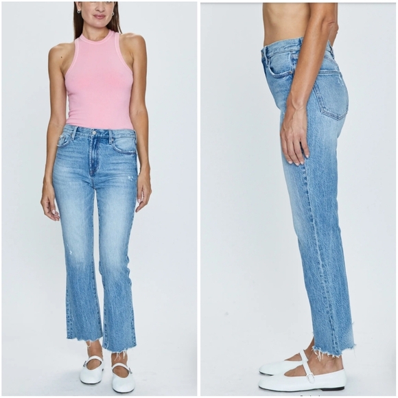 Pistola Ally Raw Hem High Waist Crop Bootcut Jeans 32 Wayfarer Vintage - Picture 2 of 10